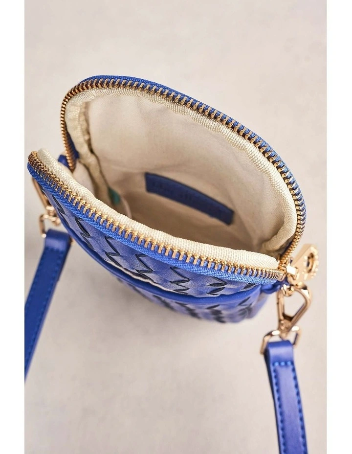 Woven Leather Phone Bag - Blue image 2
