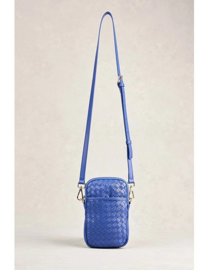Woven Leather Phone Bag - Blue image 3