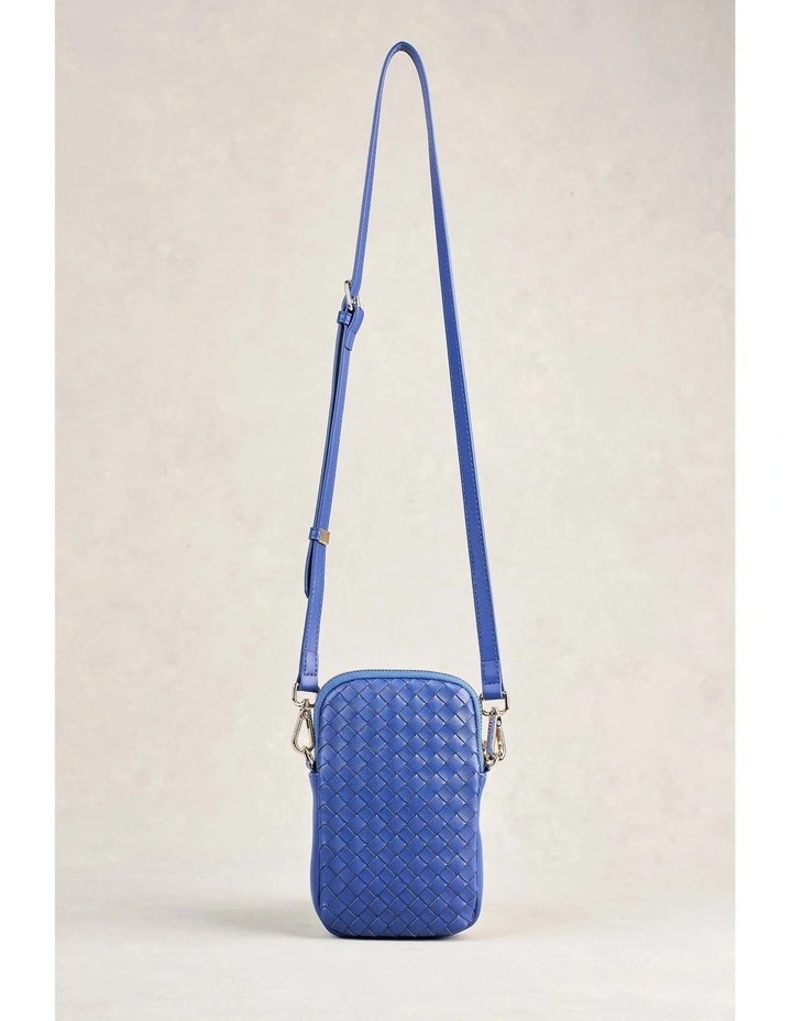 Woven Leather Phone Bag - Blue image 5