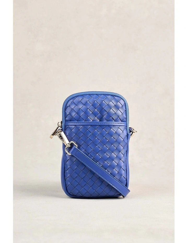 Woven Leather Phone Bag - Blue image 6