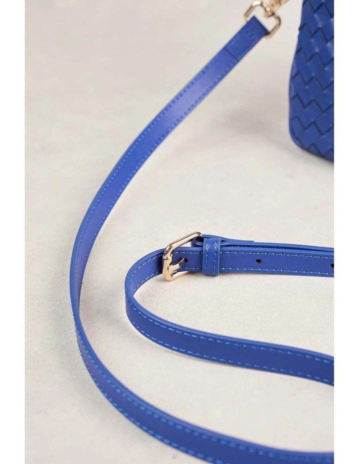Woven Leather Phone Bag - Blue image 7