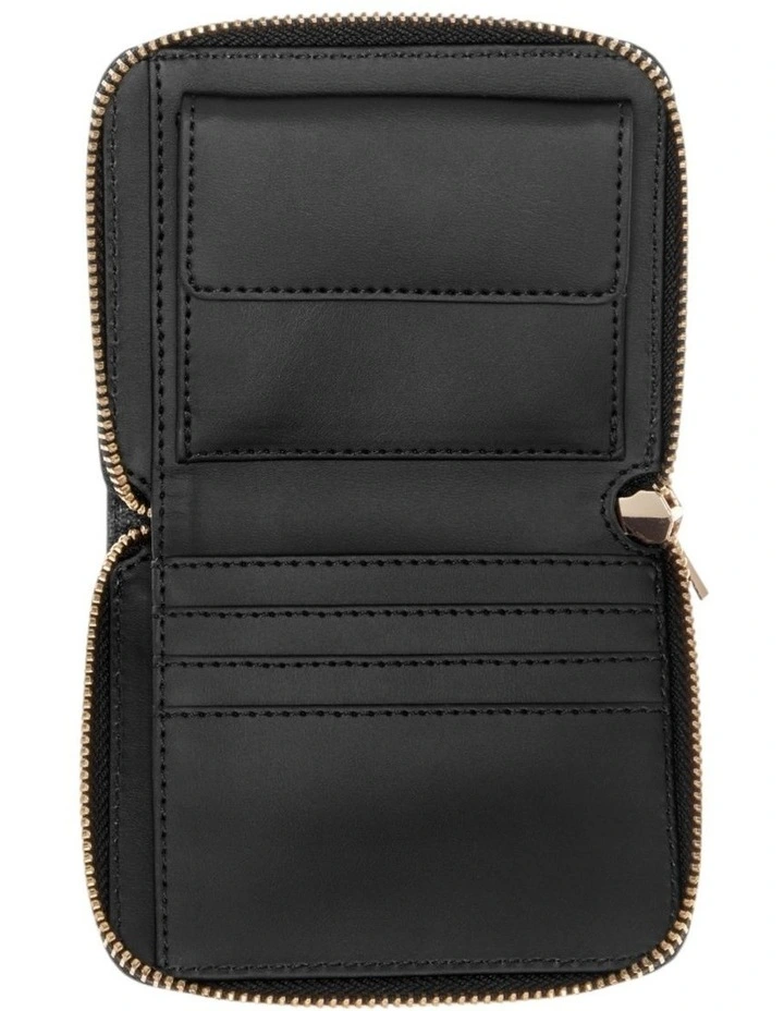 Melinda Small Zip Around Wallet in Black Logo image 2
