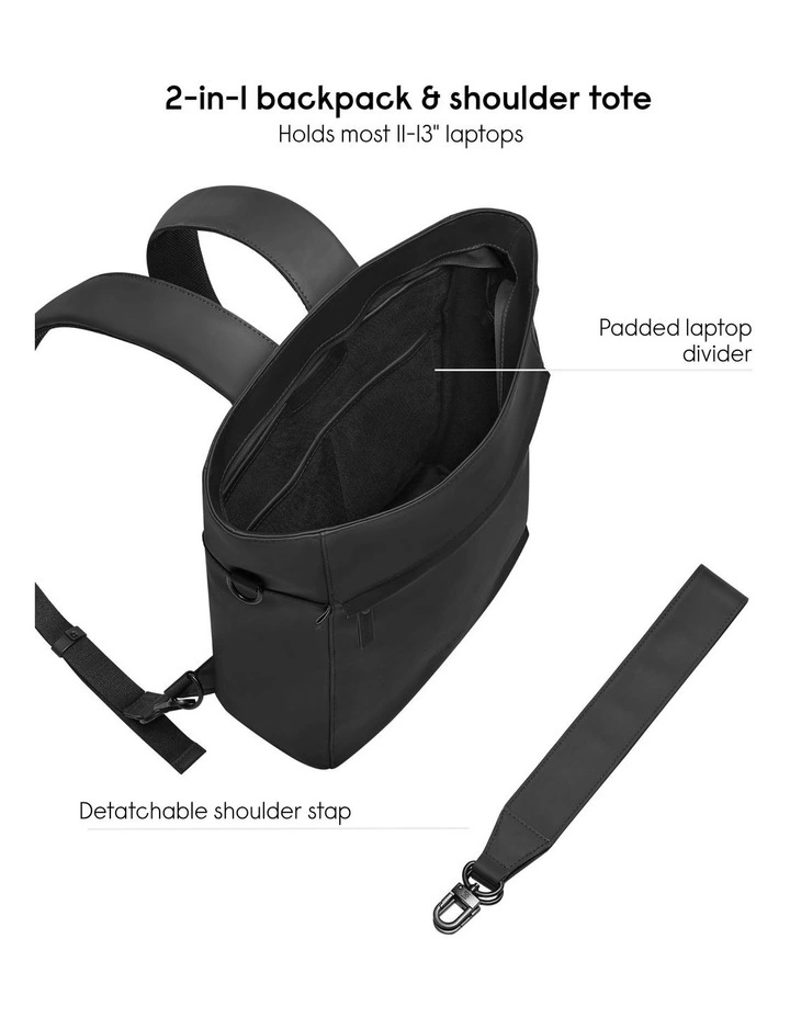 Gaston Luga Tate (11L) 2-in-1 Shoulder Bag and Backpack for 13/14 Laptops - Black image 3