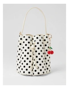 Lazzura White Black Spot Patent Pu Handbag