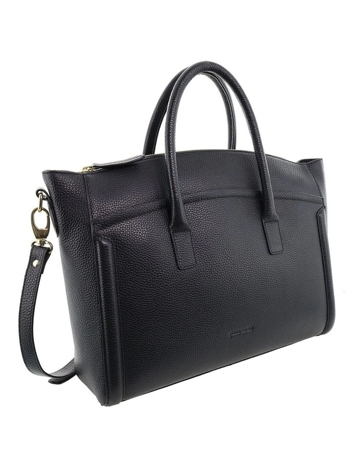 Pierre Cardin Genuine Leather Square Tote Crossbody Bag in Black image 1