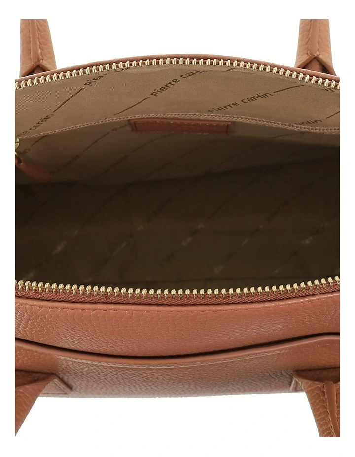Pierre Cardin Genuine Leather Square Tote Crossbody Bag in Tan image 3