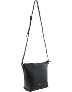 Pierre Cardin Genuine Leather Bucket Crossbody Bag in Black