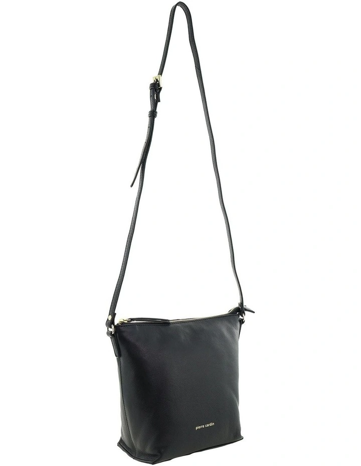 Pierre Cardin Genuine Leather Bucket Crossbody Bag in Black image 1