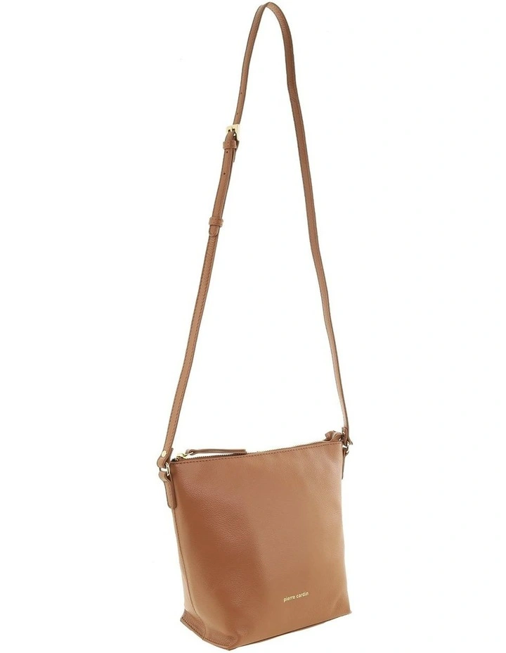 Pierre Cardin Genuine Leather Bucket Crossbody Bag in Chocolate image 3