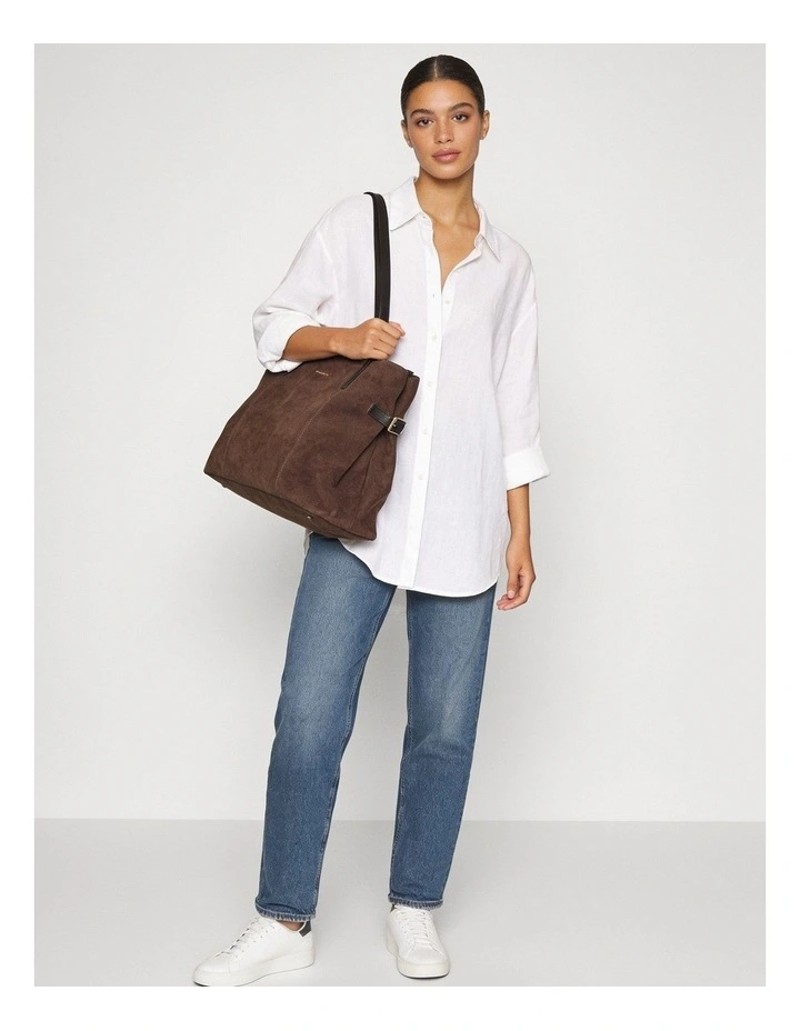 Pierre Cardin Genuine Suede Leather Shoulder Bag in Chocolate image 2