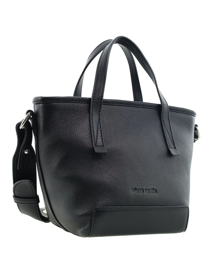 Pierre Cardin Genuine Leather Tote Crossbody Bag in Black image 4