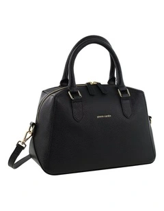 Pierre Cardin Genuine Leather Mini Tote Crossbody Bag in Black