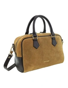 Pierre Cardin Genuine Suede Leather Tote Crossbody Bag in Camel