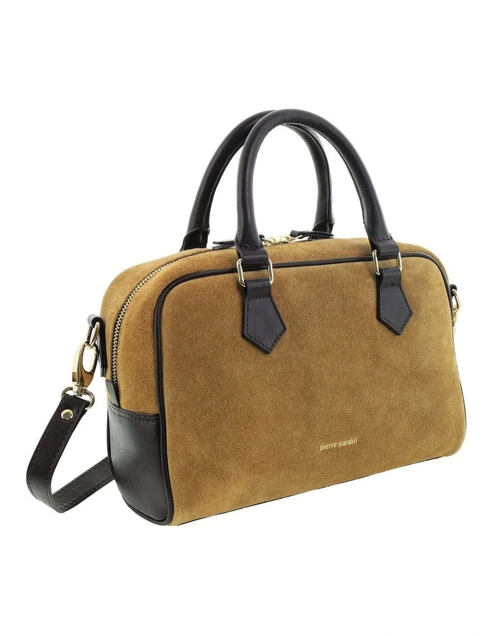 Pierre Cardin Genuine Suede Leather Tote Crossbody Bag in Camel image 1