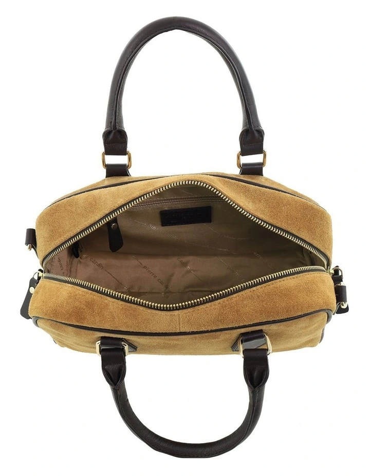 Pierre Cardin Genuine Suede Leather Tote Crossbody Bag in Camel image 3