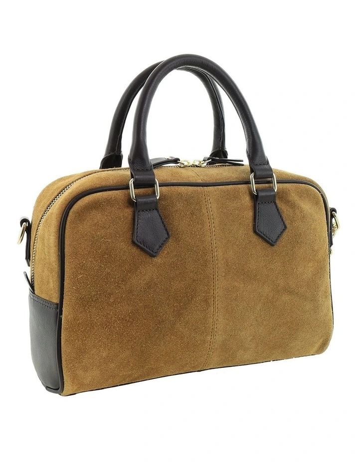 Pierre Cardin Genuine Suede Leather Tote Crossbody Bag in Camel image 4