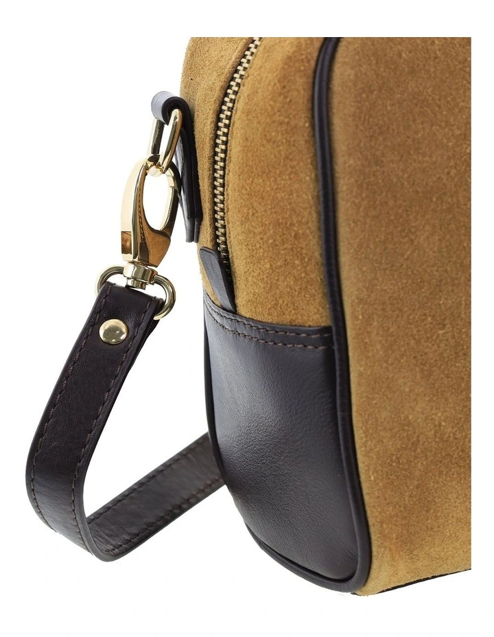 Pierre Cardin Genuine Suede Leather Tote Crossbody Bag in Camel image 5