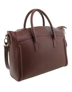 Pierre Cardin Genuine Leather Square Tote Crossbody Bag in Chocolate