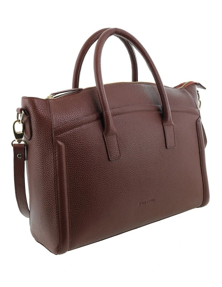 Pierre Cardin Genuine Leather Square Tote Crossbody Bag in Chocolate image 1
