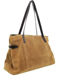 Pierre Cardin Genuine Suede Leather Shoulder Bag in Camel