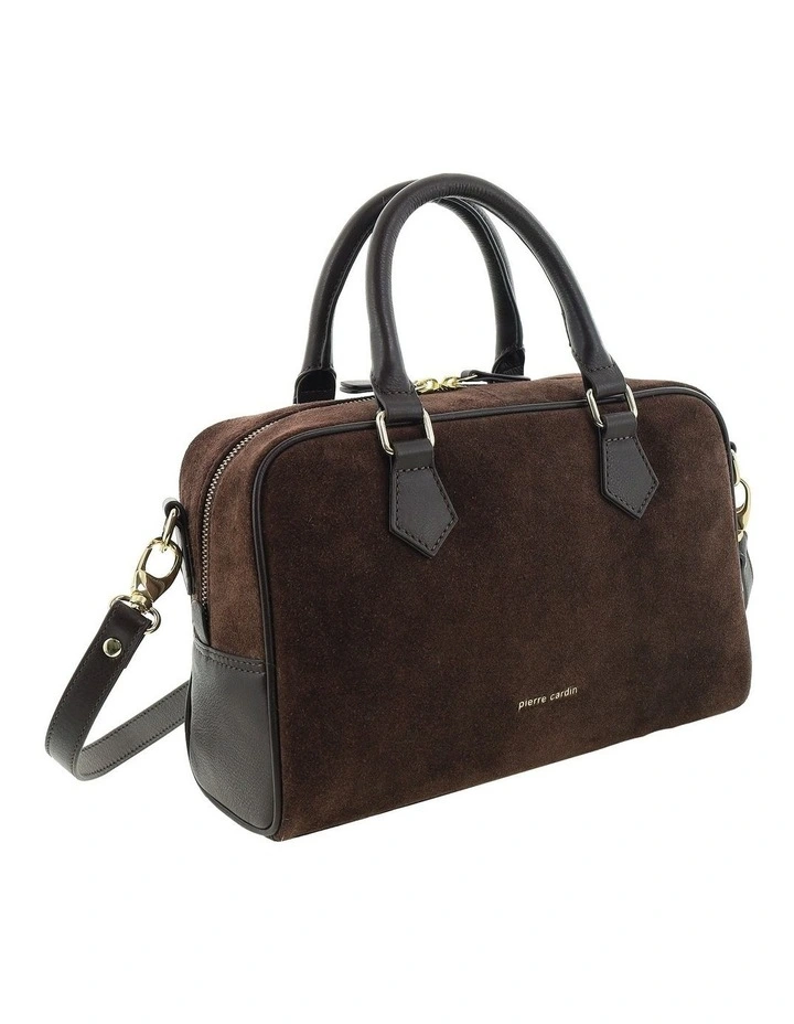 Pierre Cardin Genuine Suede Leather Tote Crossbody Bag in Chocolate image 1