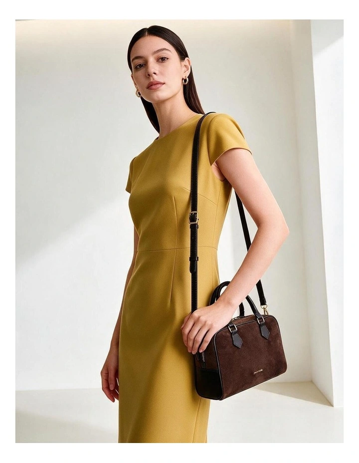 Pierre Cardin Genuine Suede Leather Tote Crossbody Bag in Chocolate image 2