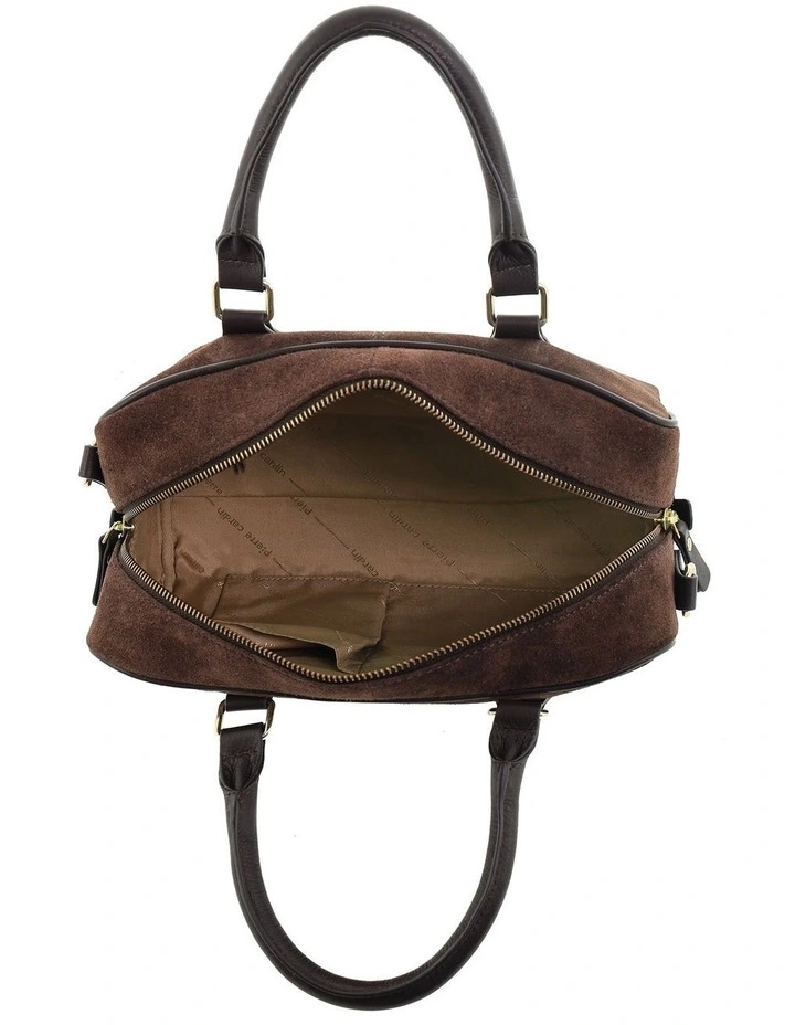 Pierre Cardin Genuine Suede Leather Tote Crossbody Bag in Chocolate image 3