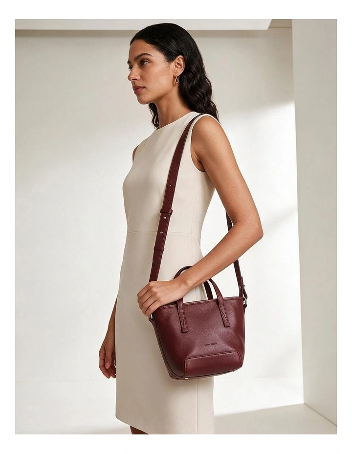 Pierre Cardin Genuine Leather Tote Crossbody Bag in Wine image 2