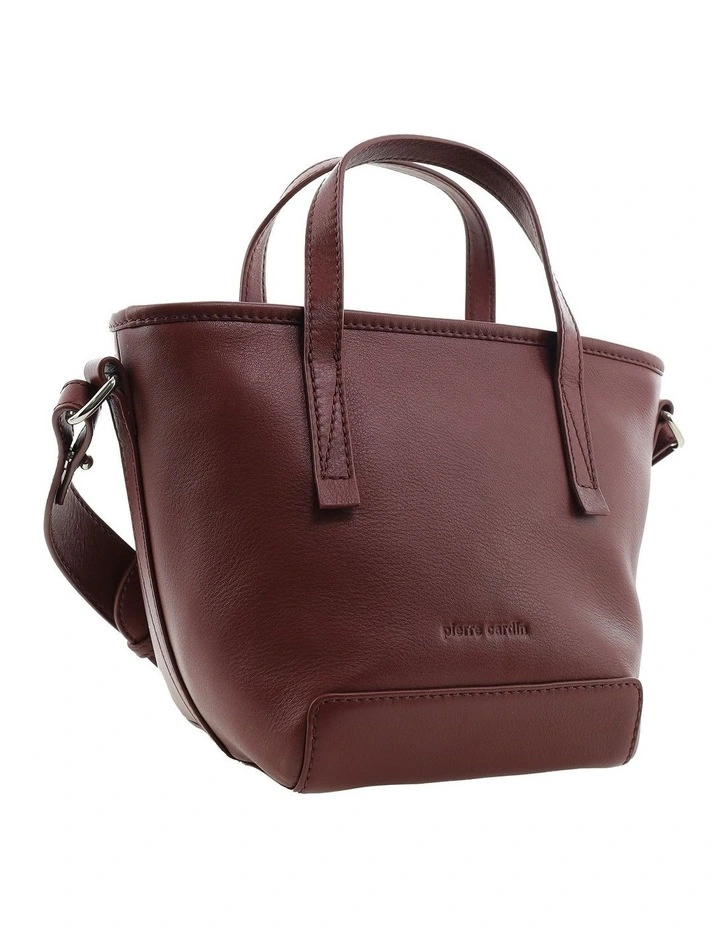 Pierre Cardin Genuine Leather Tote Crossbody Bag in Wine image 4