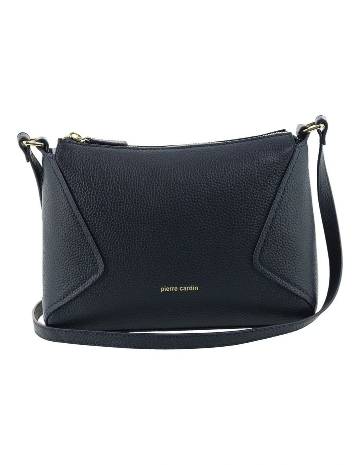 Pierre Cardin Genuine Leather Soft Pebbled Crossbody Bag in Navy image 3