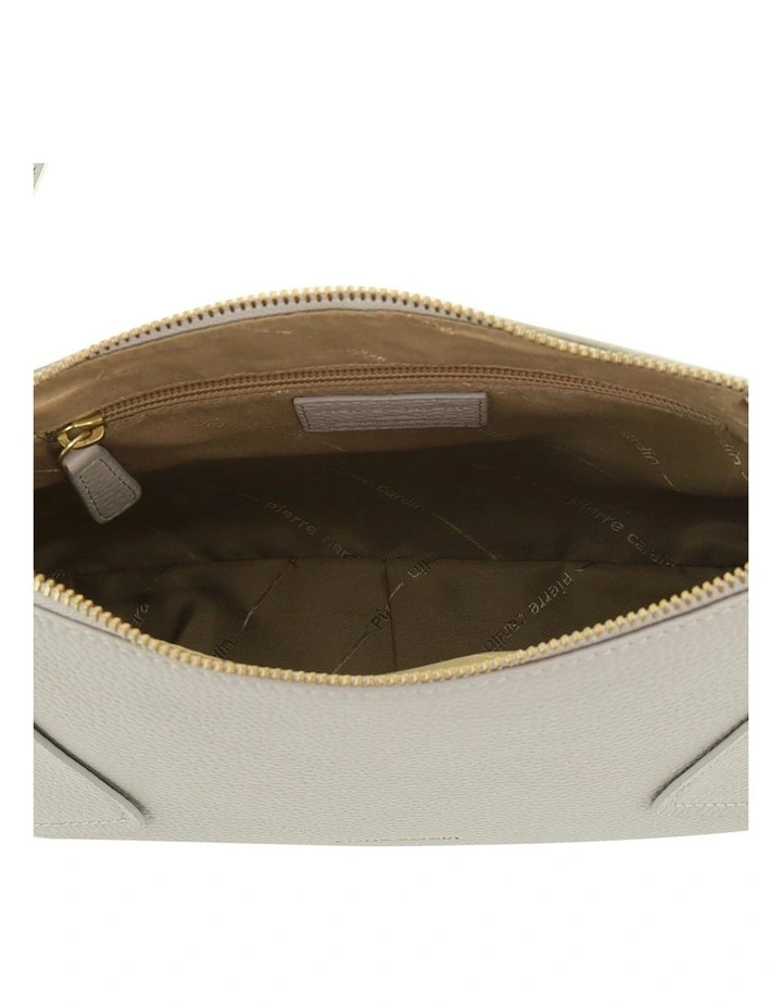 Pierre Cardin Genuine Leather Soft Pebbled Crossbody Bag in Bone image 2