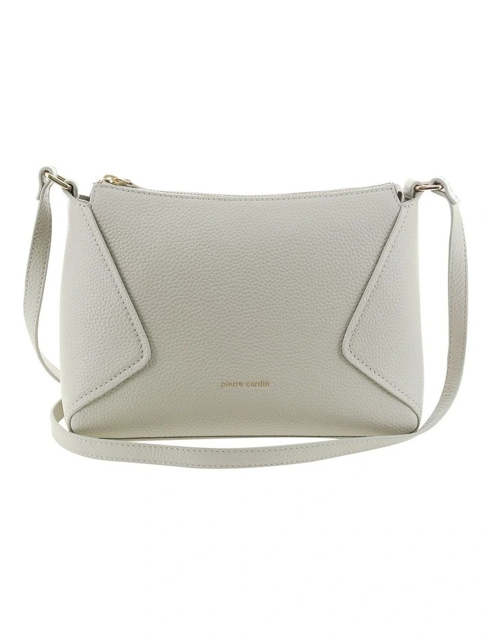 Pierre Cardin Genuine Leather Soft Pebbled Crossbody Bag in Bone image 3