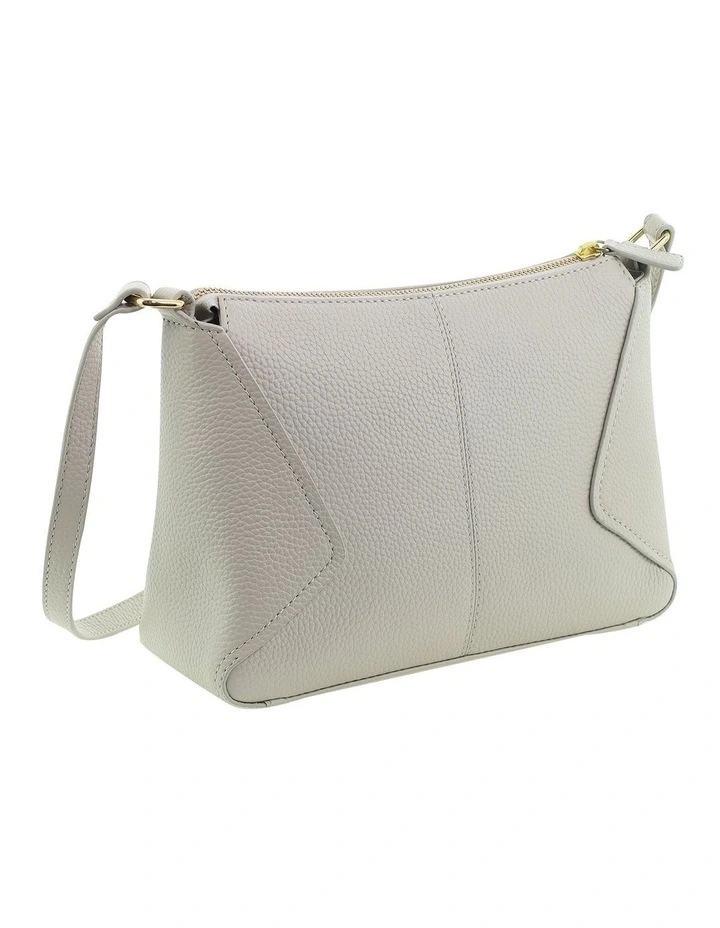 Pierre Cardin Genuine Leather Soft Pebbled Crossbody Bag in Bone image 4