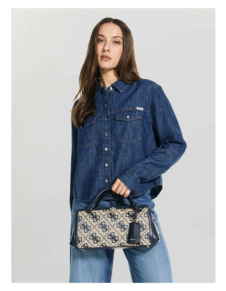 Audrey Small Girlfriend Satchel in Blue Logo image 2