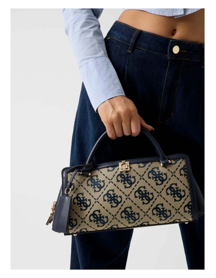 Audrey Small Girlfriend Satchel in Blue Logo image 6