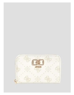 Emelie Medium Zip Around Wallet in White Logo