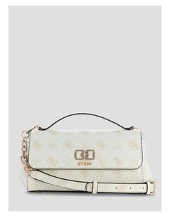 Emelie Flap Crossbody Bag in White Logo