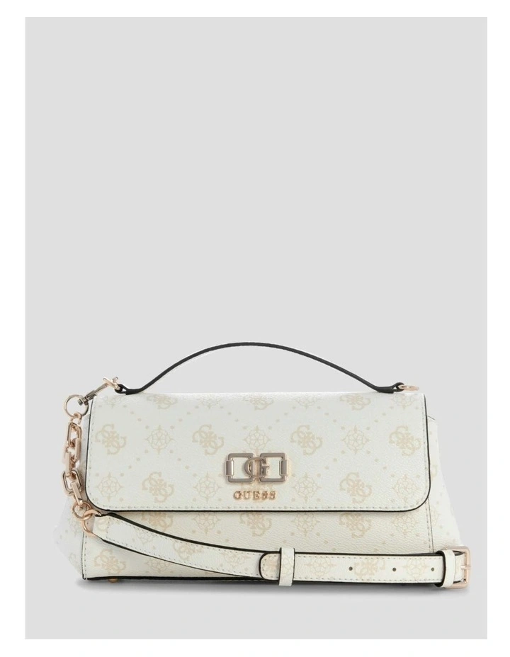 Emelie Flap Crossbody Bag in White Logo image 1