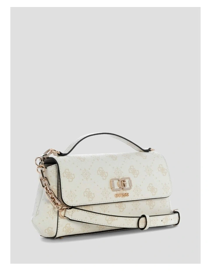 Emelie Flap Crossbody Bag in White Logo image 3