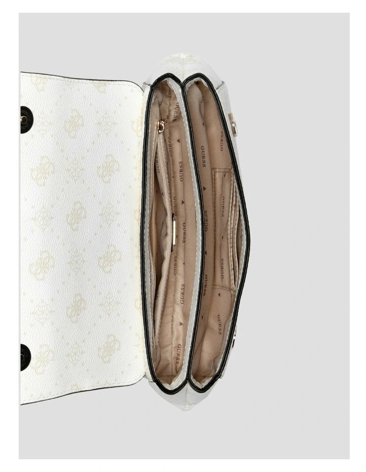 Emelie Flap Crossbody Bag in White Logo image 4
