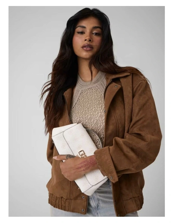 Emelie Flap Crossbody Bag in White Logo image 6