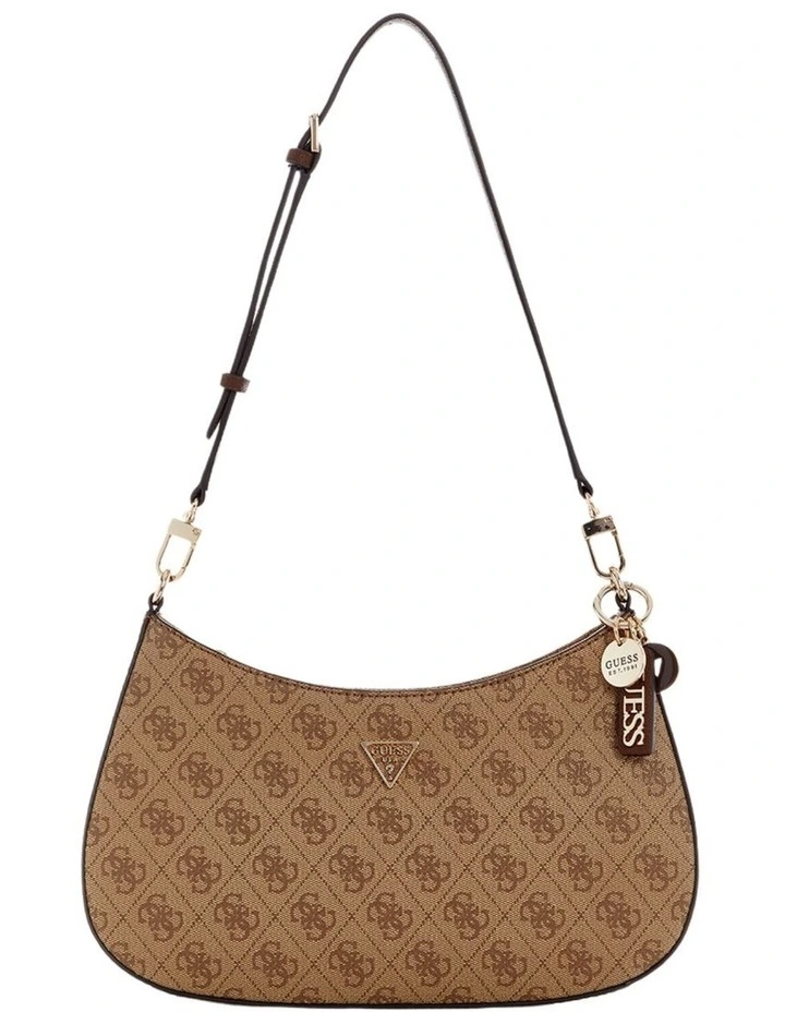 Noelle Top Zip Shoulder Bag in Brown Logo image 1