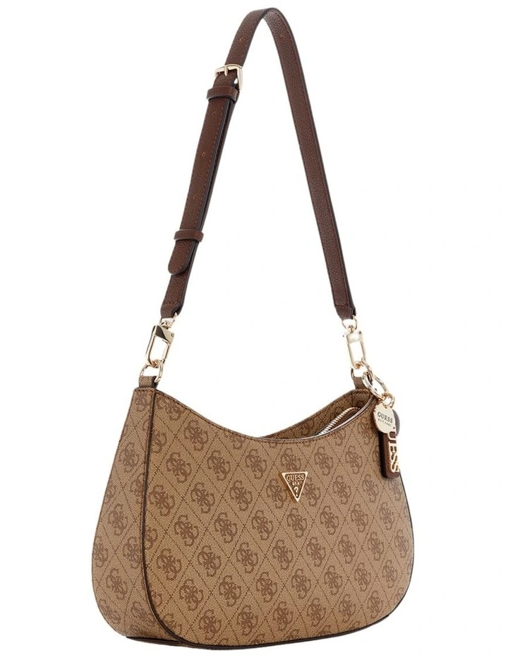 Noelle Top Zip Shoulder Bag in Brown Logo image 2