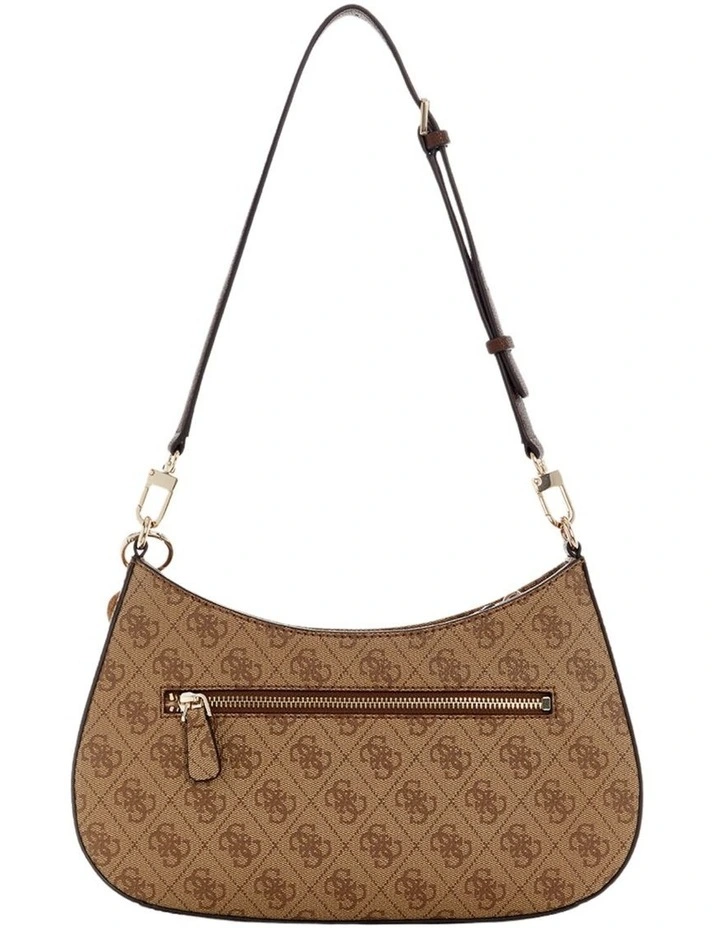Noelle Top Zip Shoulder Bag in Brown Logo image 4