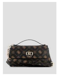 Emelie Flap Crossbody Bag in Espresso Logo