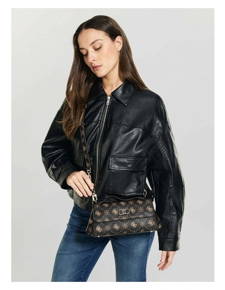 Emelie Flap Crossbody Bag in Espresso Logo image 2