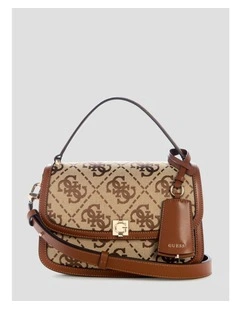 Audrey Crossbody Flap Bag in Brown Logo