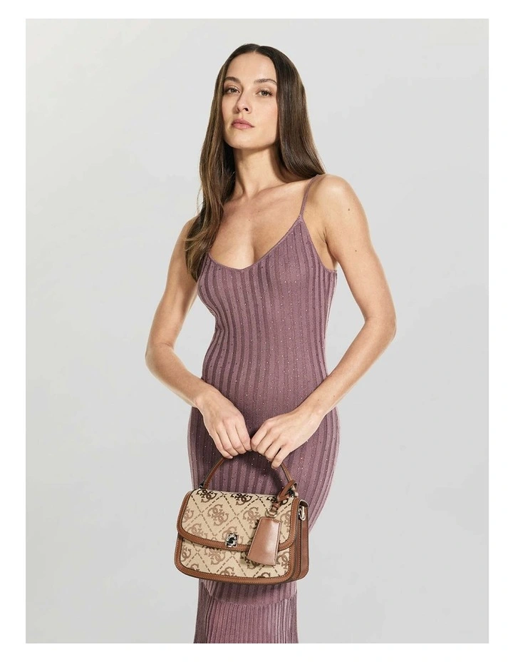 Audrey Crossbody Flap Bag in Brown Logo image 2