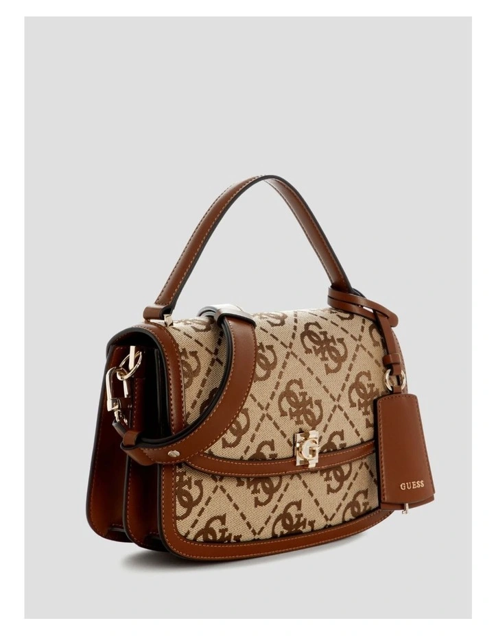 Audrey Crossbody Flap Bag in Brown Logo image 3
