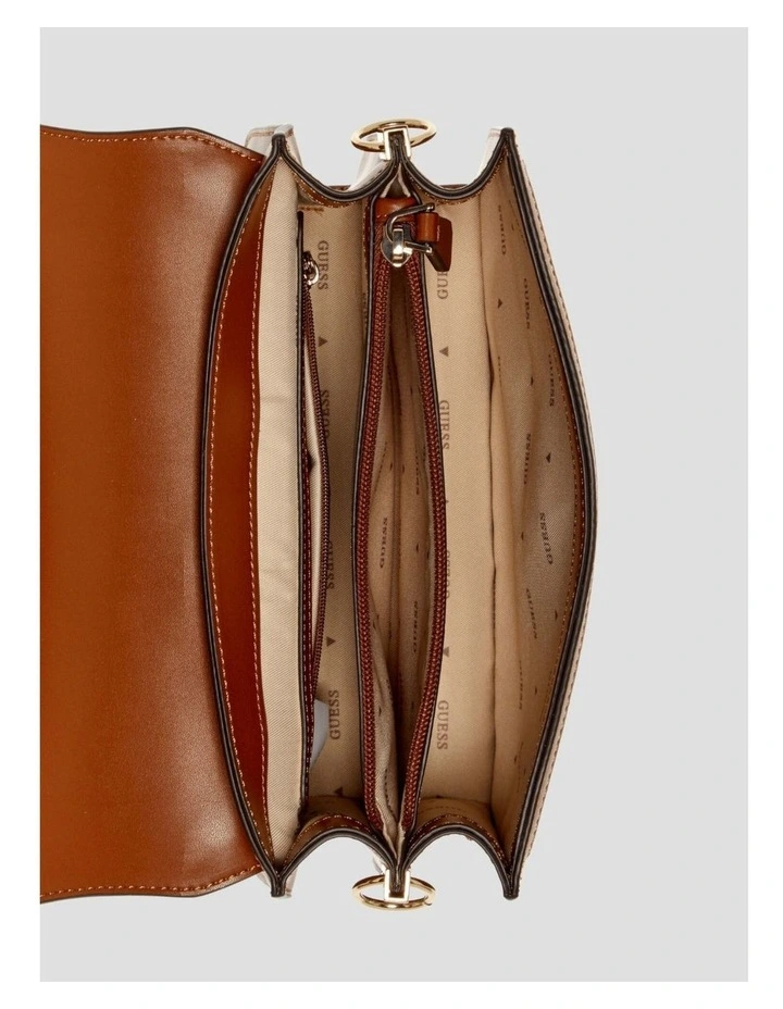Audrey Crossbody Flap Bag in Brown Logo image 4